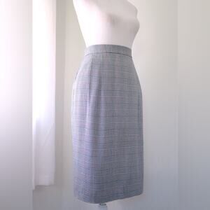 Vintage Y2K Casual Corner Black & White Plaid Houndstooth Knee Length Skirt